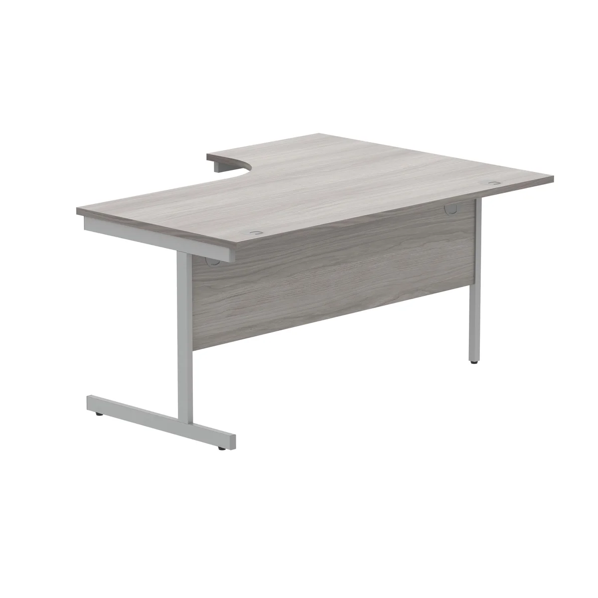 Astin Radial Left Hand SU Cantilever Desk 1600x1200x730mm Alaskan Grey Oak/Silver KF824206 - Image 3