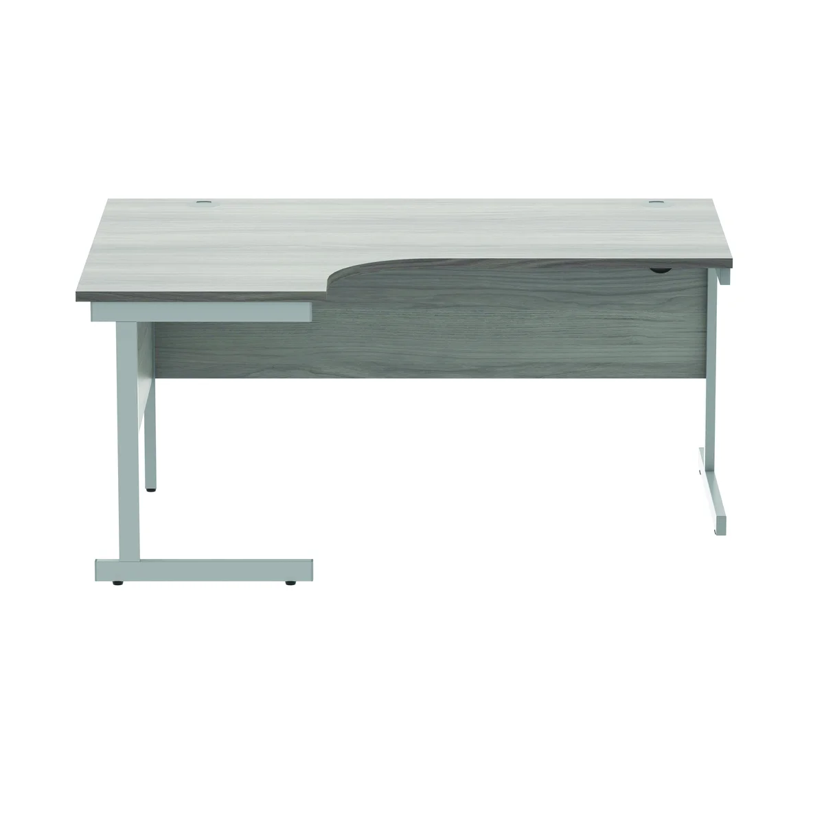 Astin Radial Left Hand SU Cantilever Desk 1600x1200x730mm Alaskan Grey Oak/Silver KF824206 - Image 4