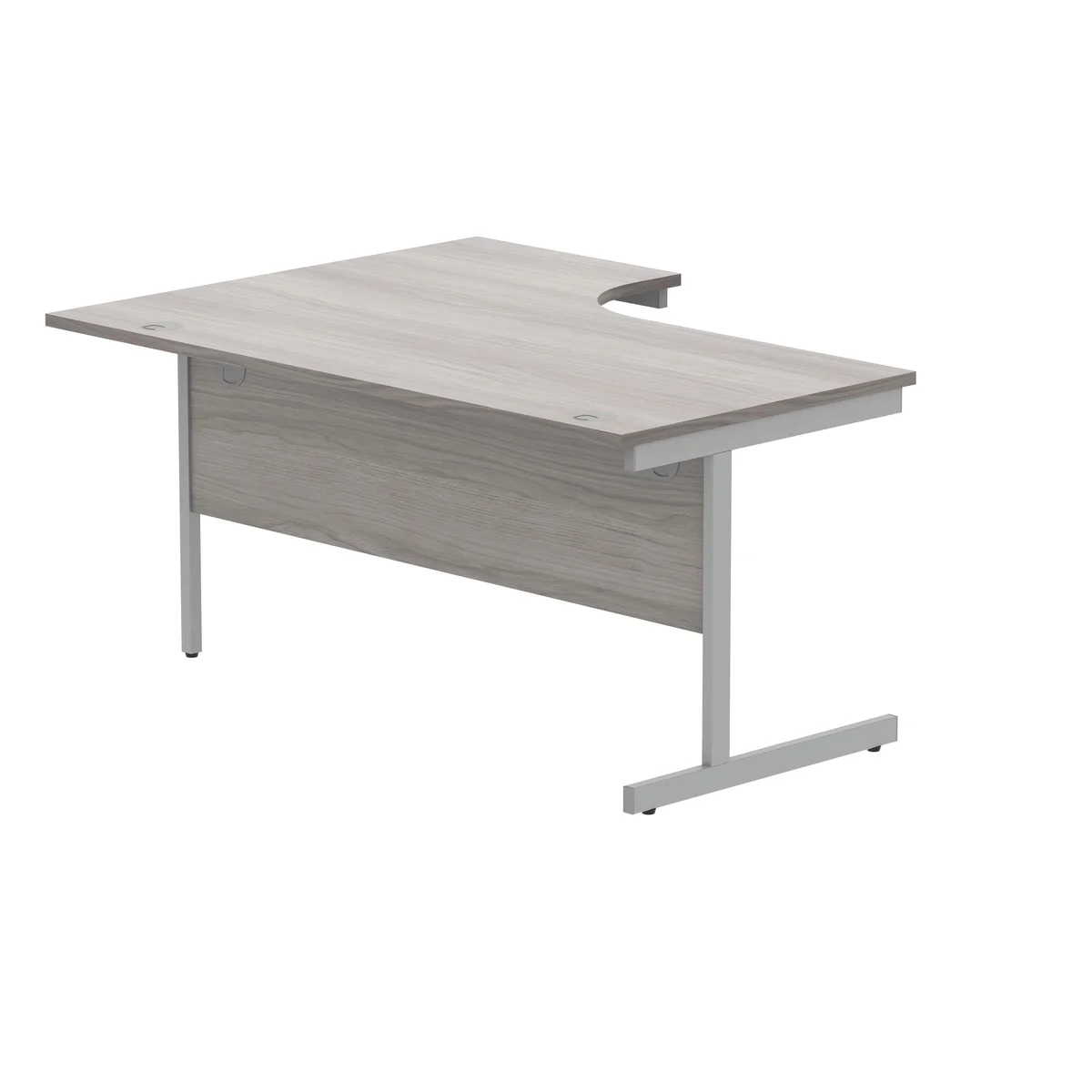Astin Radial Right Hand SU Cantilever Desk 1600x1200x730mm Alaskan Grey Oak/Silver KF824213 - Image 3