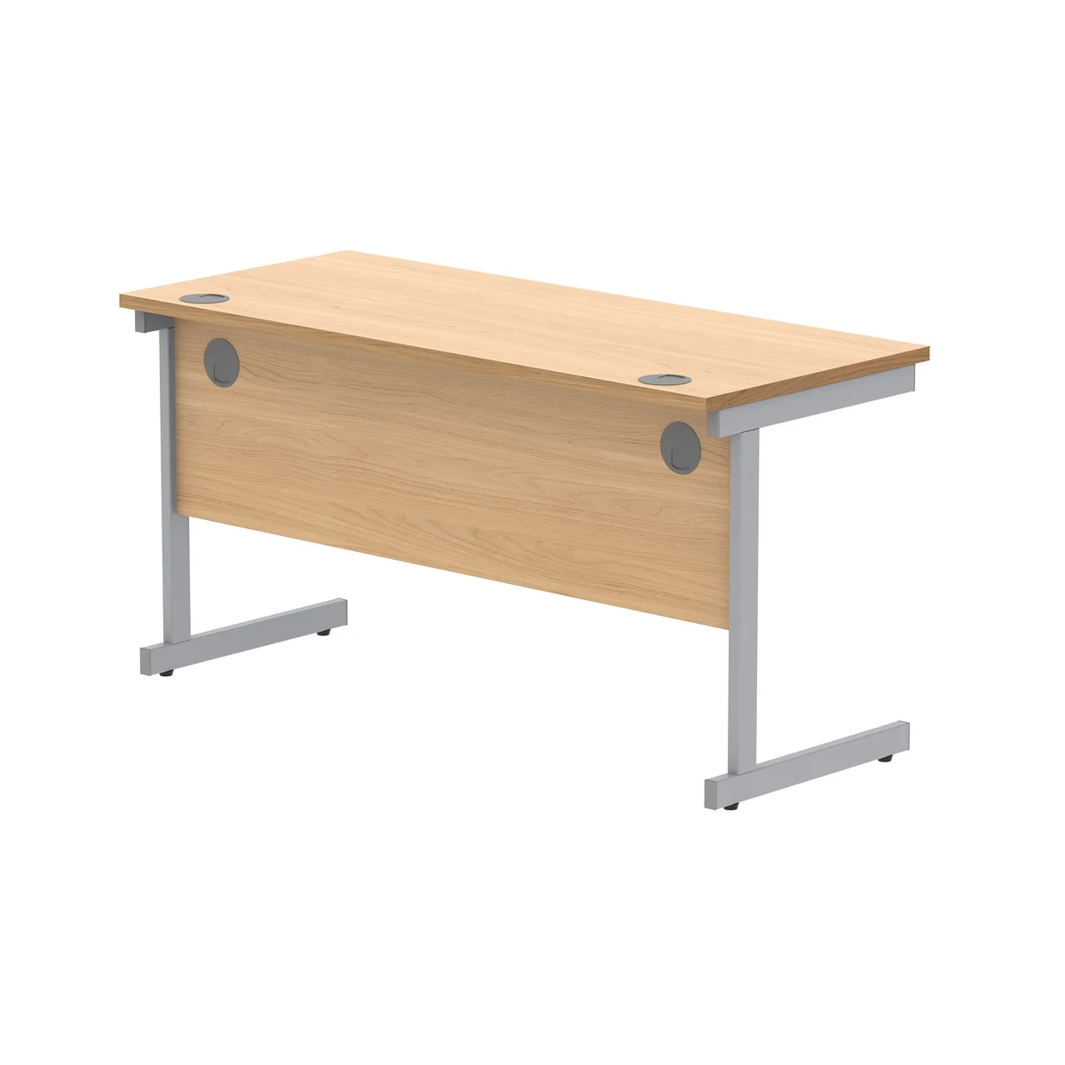 Astin Rectangular Single Upright Cantilever Desk 1400x600x730mm Norwegian Beech/Silver KF824251 - Image 3