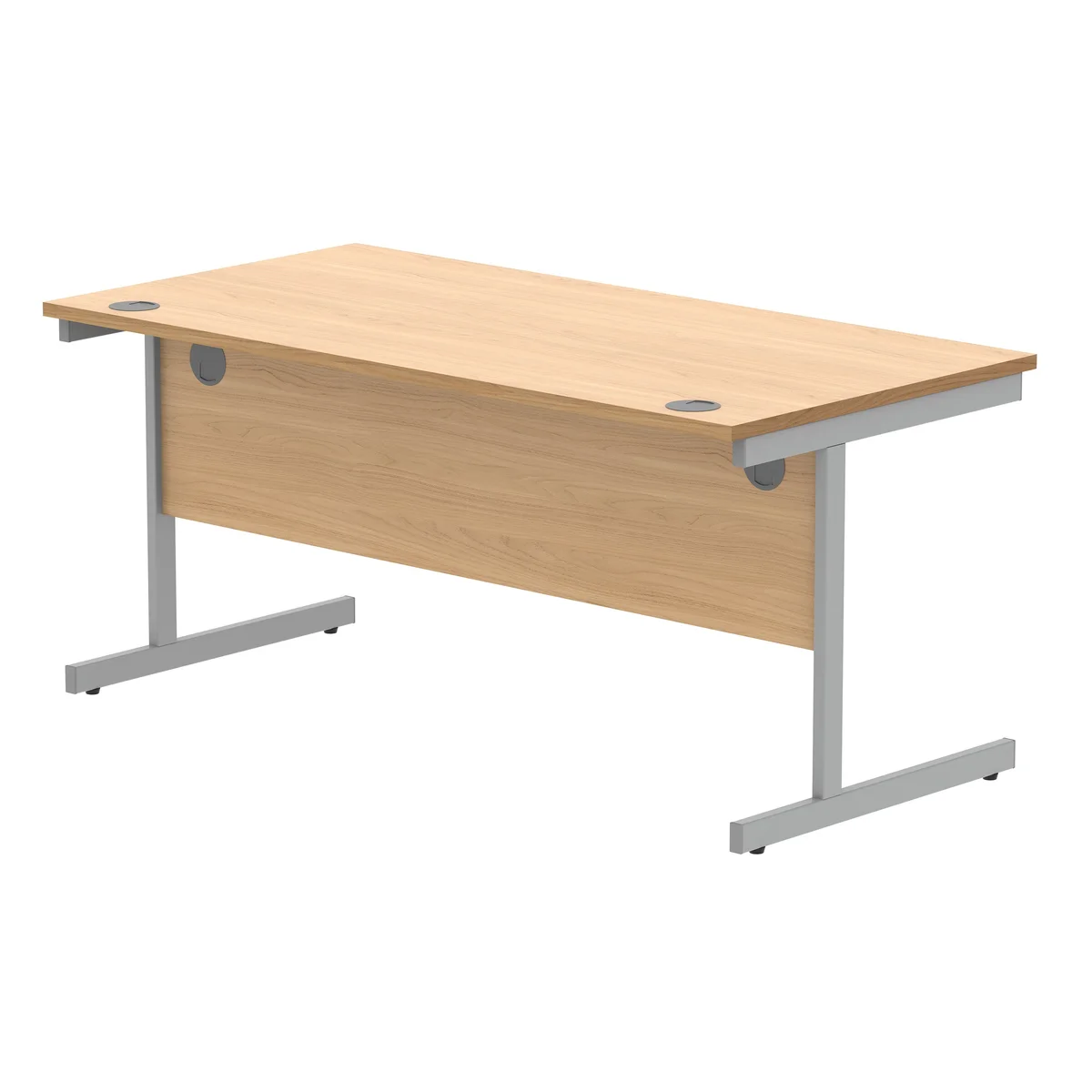 Astin Rectangular Single Upright Cantilever Desk 1600x800x730mm Norwegian Beech/Silver KF824299 - Image 3