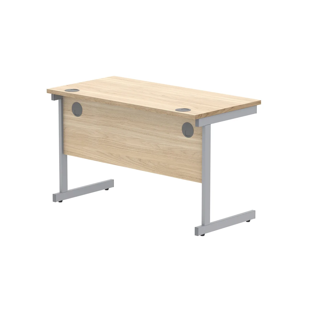 Astin Rectangular Single Upright Cantilever Desk 1200x600x730mm Canadian Oak/Silver KF824367 - Image 3