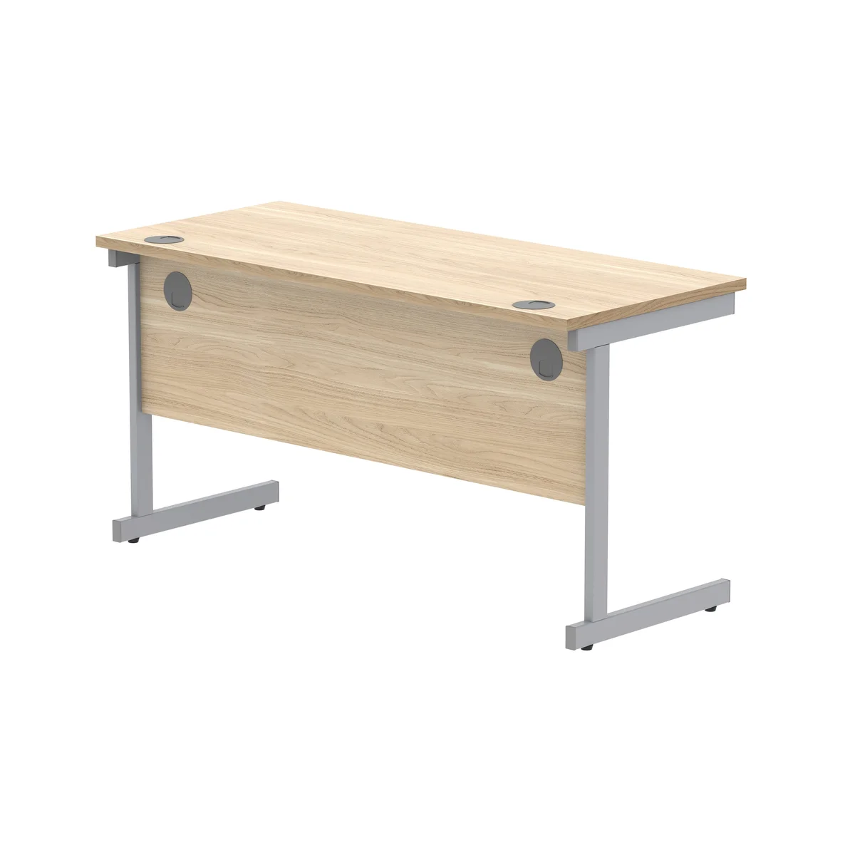 Astin Rectangular Single Upright Cantilever Desk 1400x600x730mm Canadian Oak/Silver KF824374 - Image 3