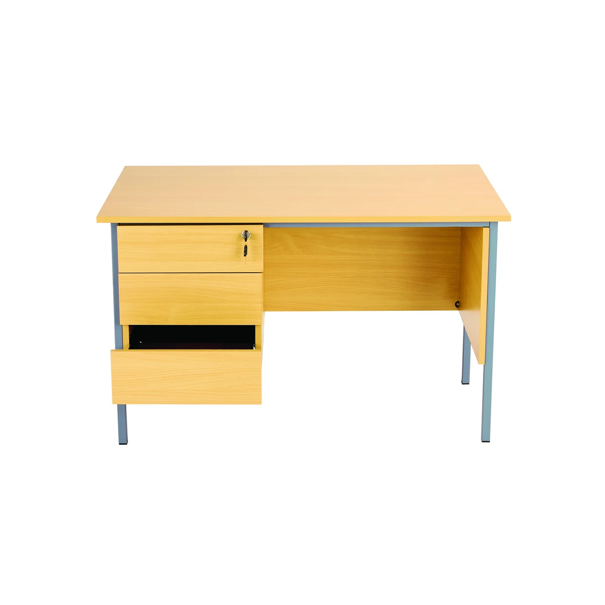5 Star Modara Rectangular Desk with 3 Drawer Fixed Pedestal 1200x750x730mm Oak KF838374 - Image 4