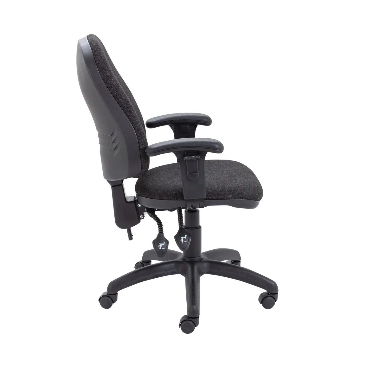 First High Back Operator Chair with T-Adjustable Arms 640x640x985-1175mm Charcoal KF839244 - Image 2