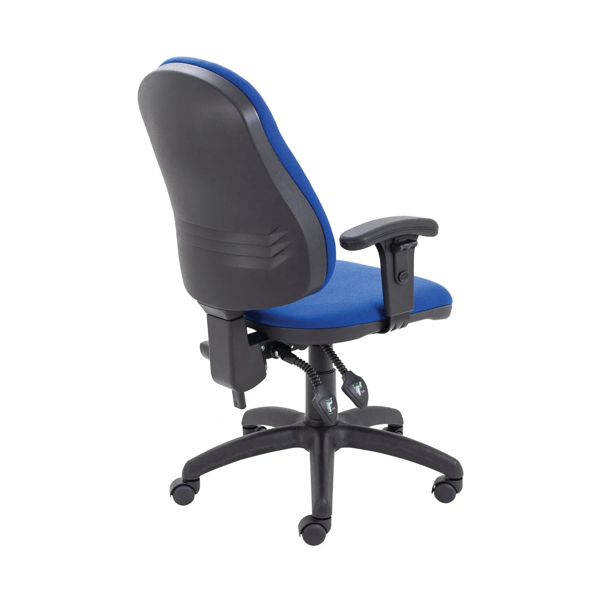 First High Back Operator Chair with T-Adjustable Arms 640x640x985-1175mm Blue KF839245 - Image 3
