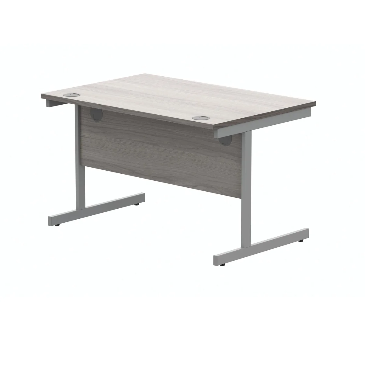 Polaris Rectangular Single Upright Cantilever Desk 1200x800x730mm Alaskan Grey Oak/Silver KF882342 - Image 3