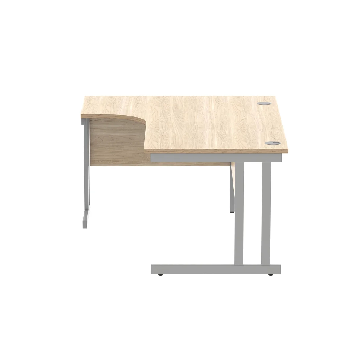 Polaris Left Hand Radial Double Upright Cantilever Desk 1600x1200x730mm Canadian Oak/Silver KF882346 - Image 2