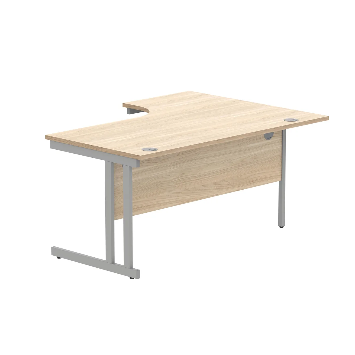 Polaris Left Hand Radial Double Upright Cantilever Desk 1600x1200x730mm Canadian Oak/Silver KF882346 - Image 3