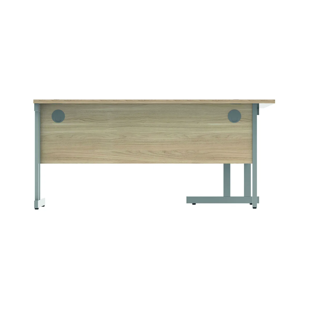 Polaris Left Hand Radial Double Upright Cantilever Desk 1600x1200x730mm Canadian Oak/Silver KF882346 - Image 4