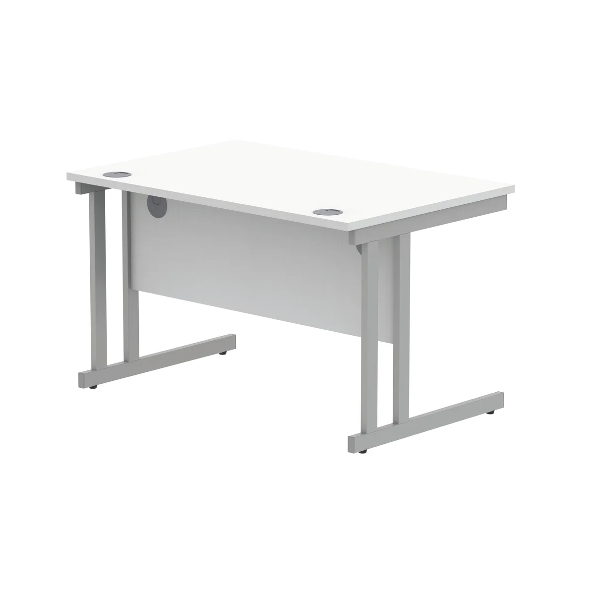 Polaris Rectangular Double Upright Cantilever Desk 1200x800x730mm Arctic White/Silver KF882347 - Image 3