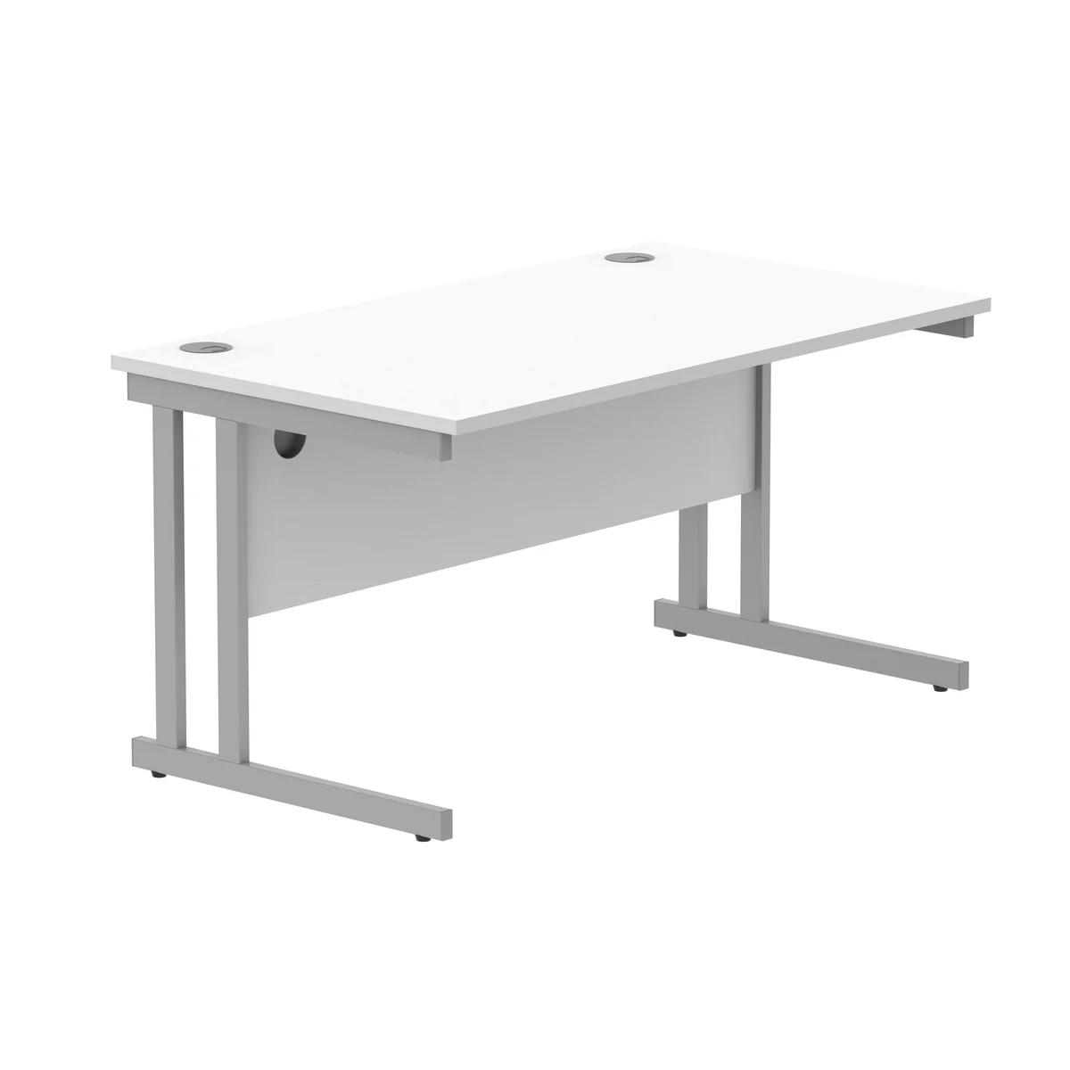 Polaris Rectangular Double Upright Cantilever Desk 1400x800x730mm Arctic White/Silver KF882348