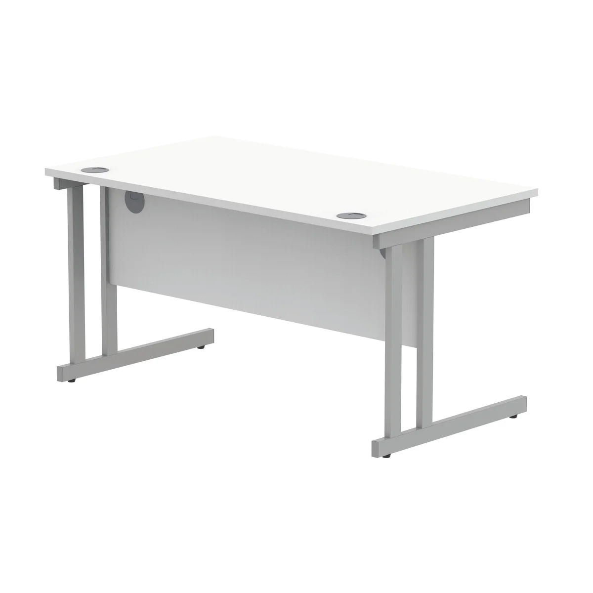 Polaris Rectangular Double Upright Cantilever Desk 1400x800x730mm Arctic White/Silver KF882348 - Image 3