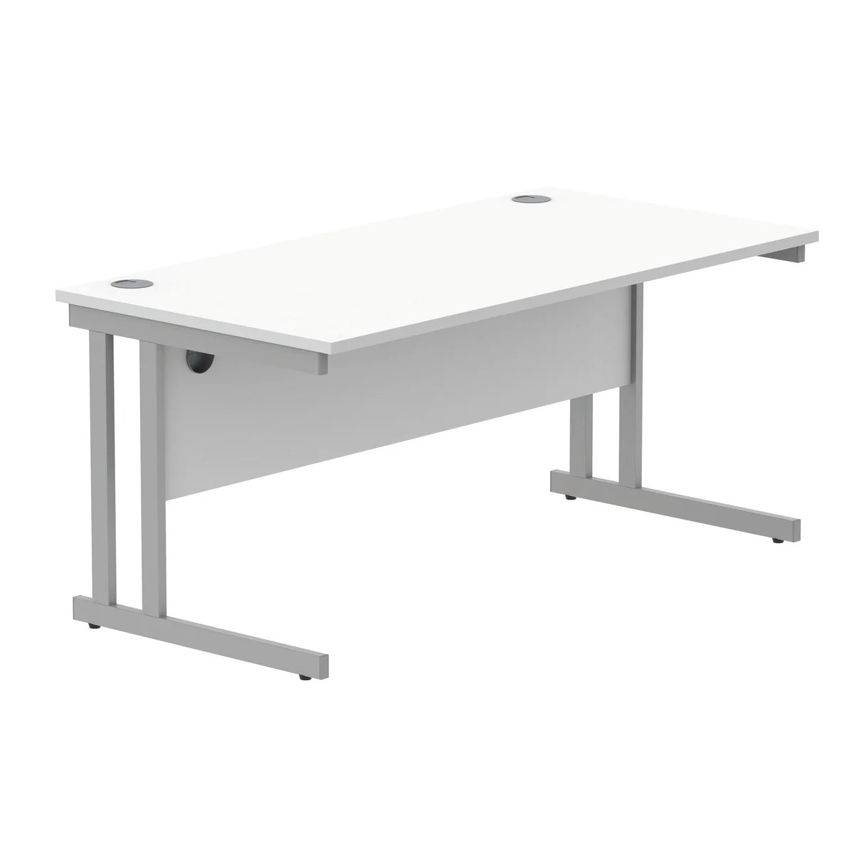 Polaris Rectangular Double Upright Cantilever Desk 1600x800x730mm Arctic White/Silver KF882349