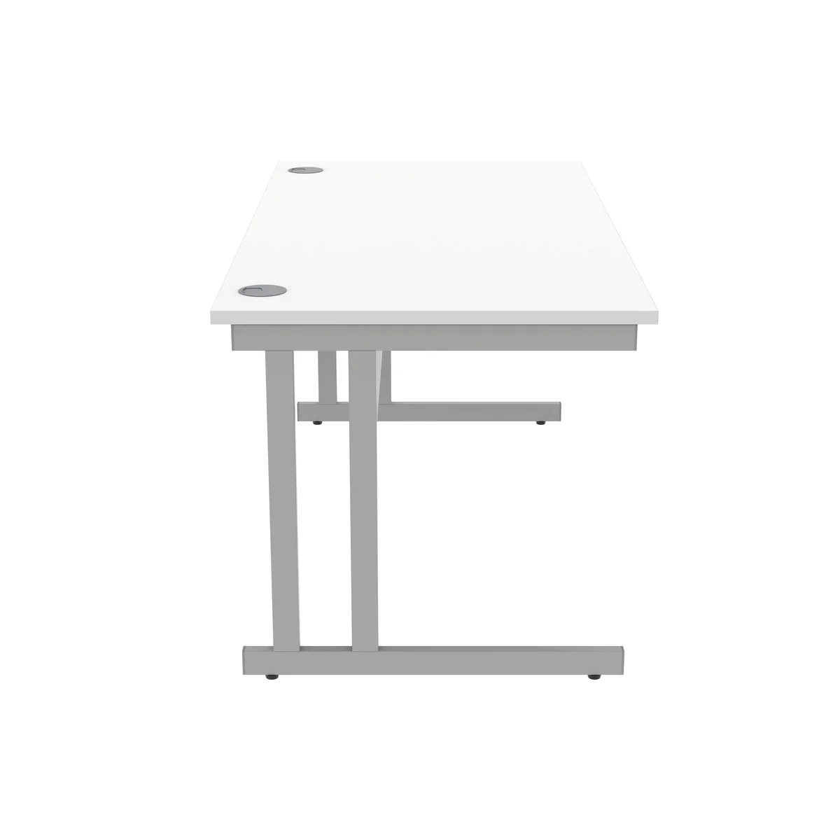 Polaris Rectangular Double Upright Cantilever Desk 1600x800x730mm Arctic White/Silver KF882349 - Image 2