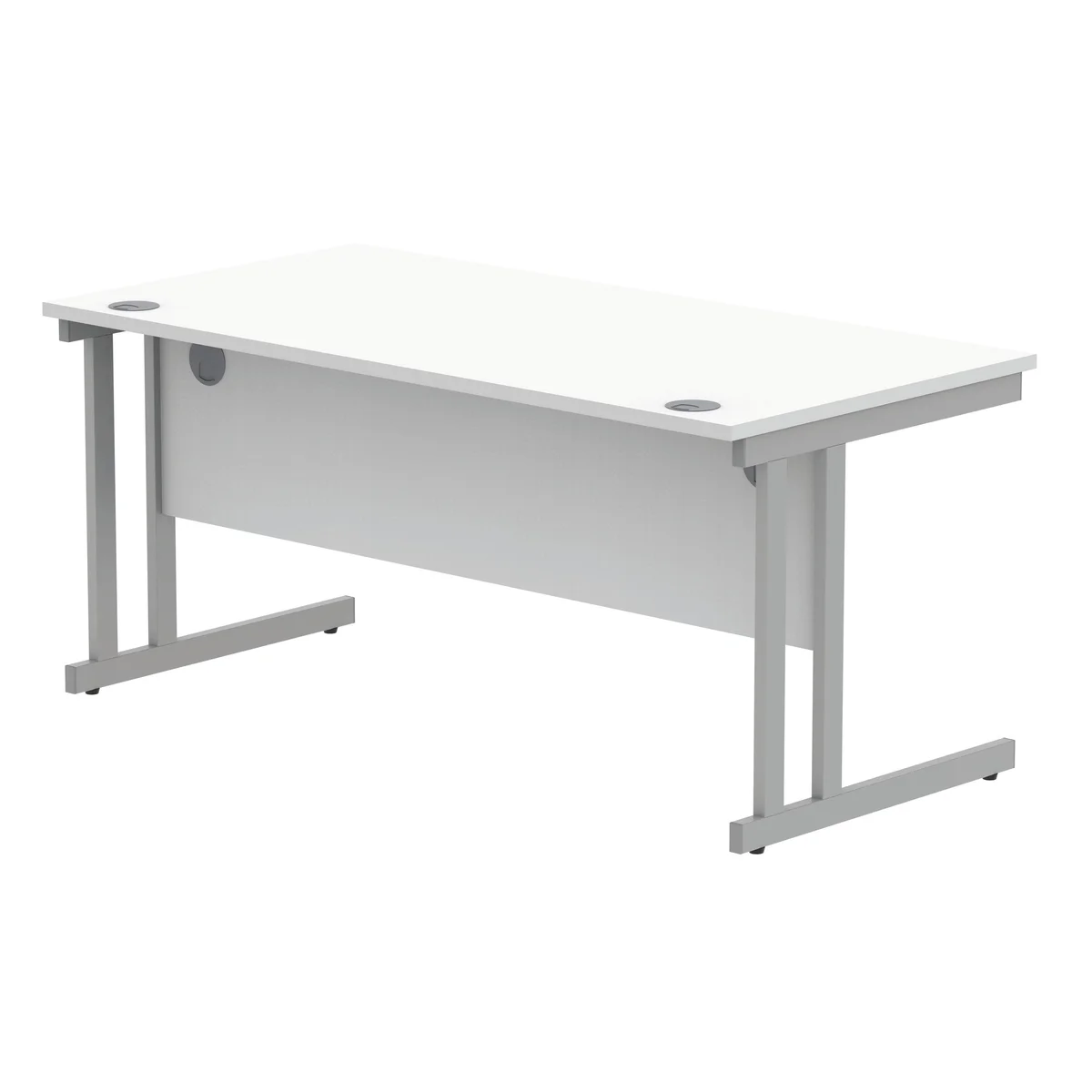 Polaris Rectangular Double Upright Cantilever Desk 1600x800x730mm Arctic White/Silver KF882349 - Image 3