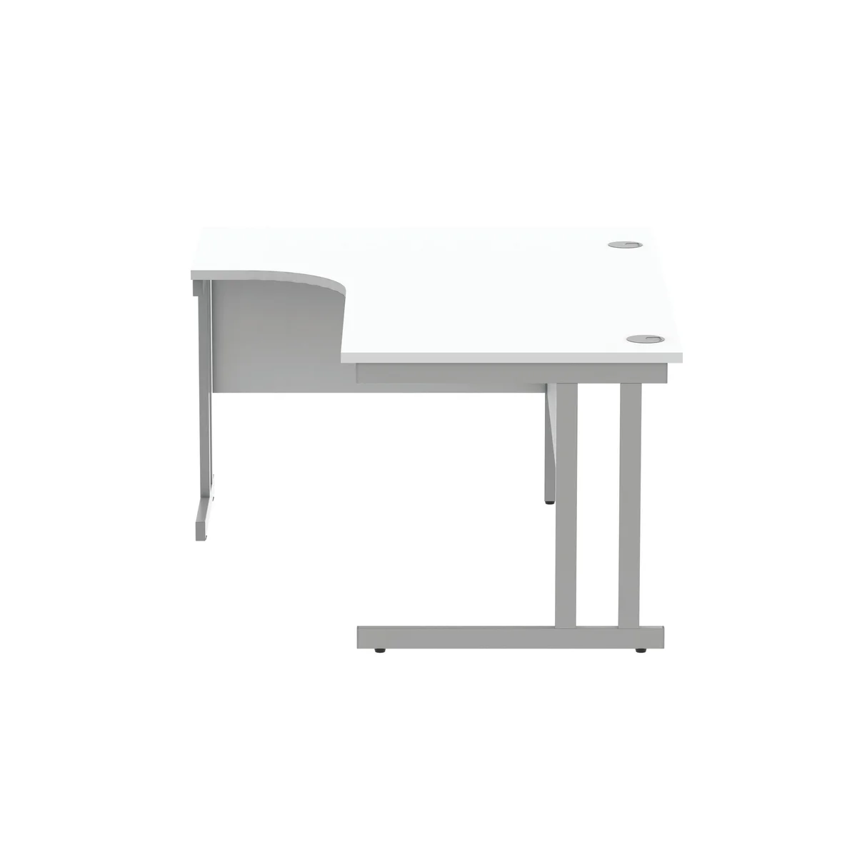 Polaris Left Hand Radial Double Upright Cantilever Desk 1600x1200x730mm Arctic White/Silver KF882350 - Image 2