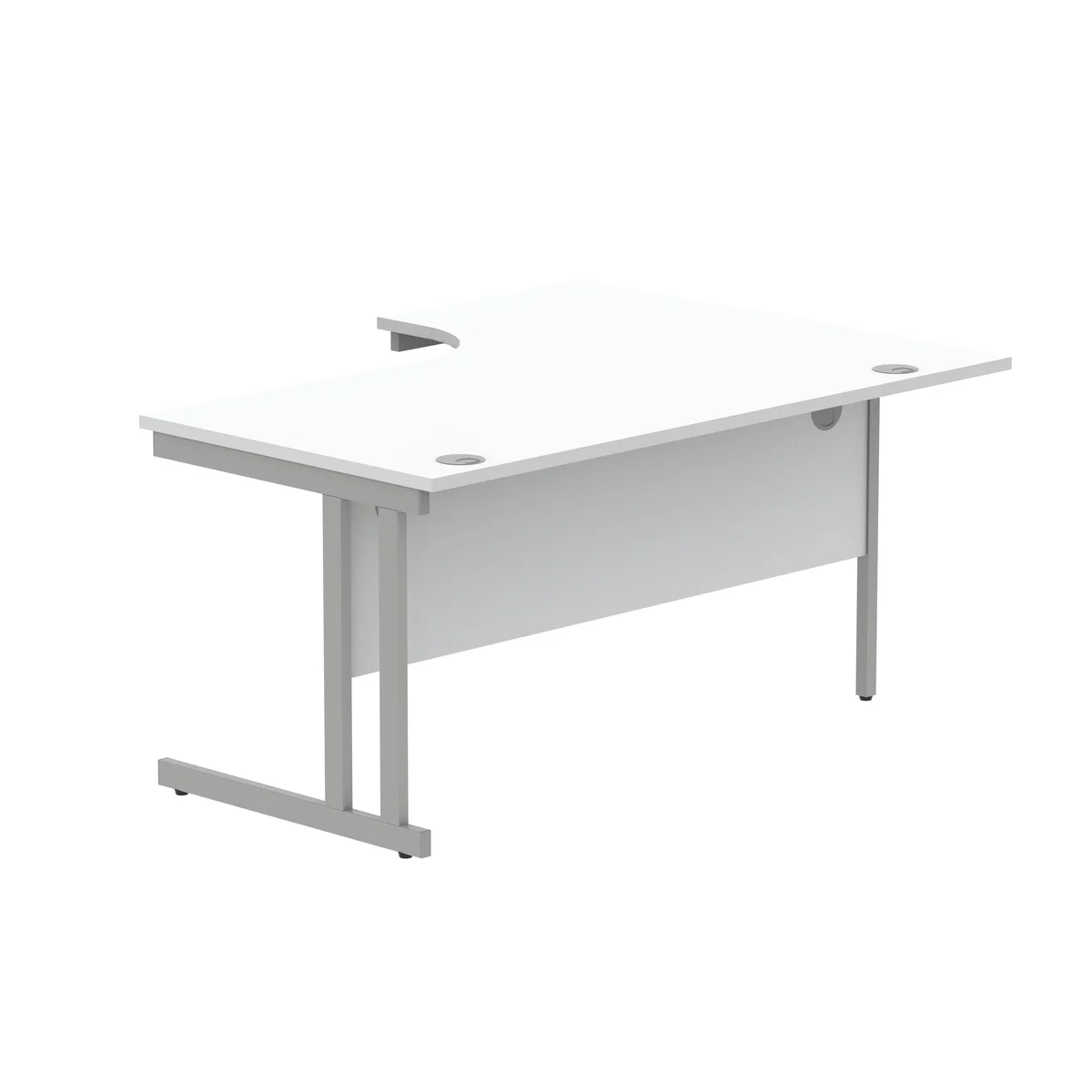 Polaris Left Hand Radial Double Upright Cantilever Desk 1600x1200x730mm Arctic White/Silver KF882350 - Image 3