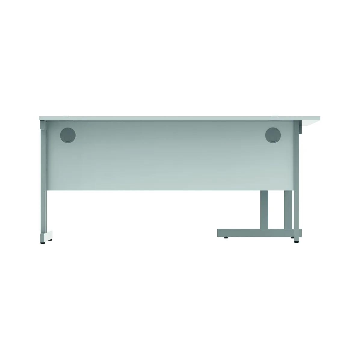 Polaris Left Hand Radial Double Upright Cantilever Desk 1600x1200x730mm Arctic White/Silver KF882350 - Image 4