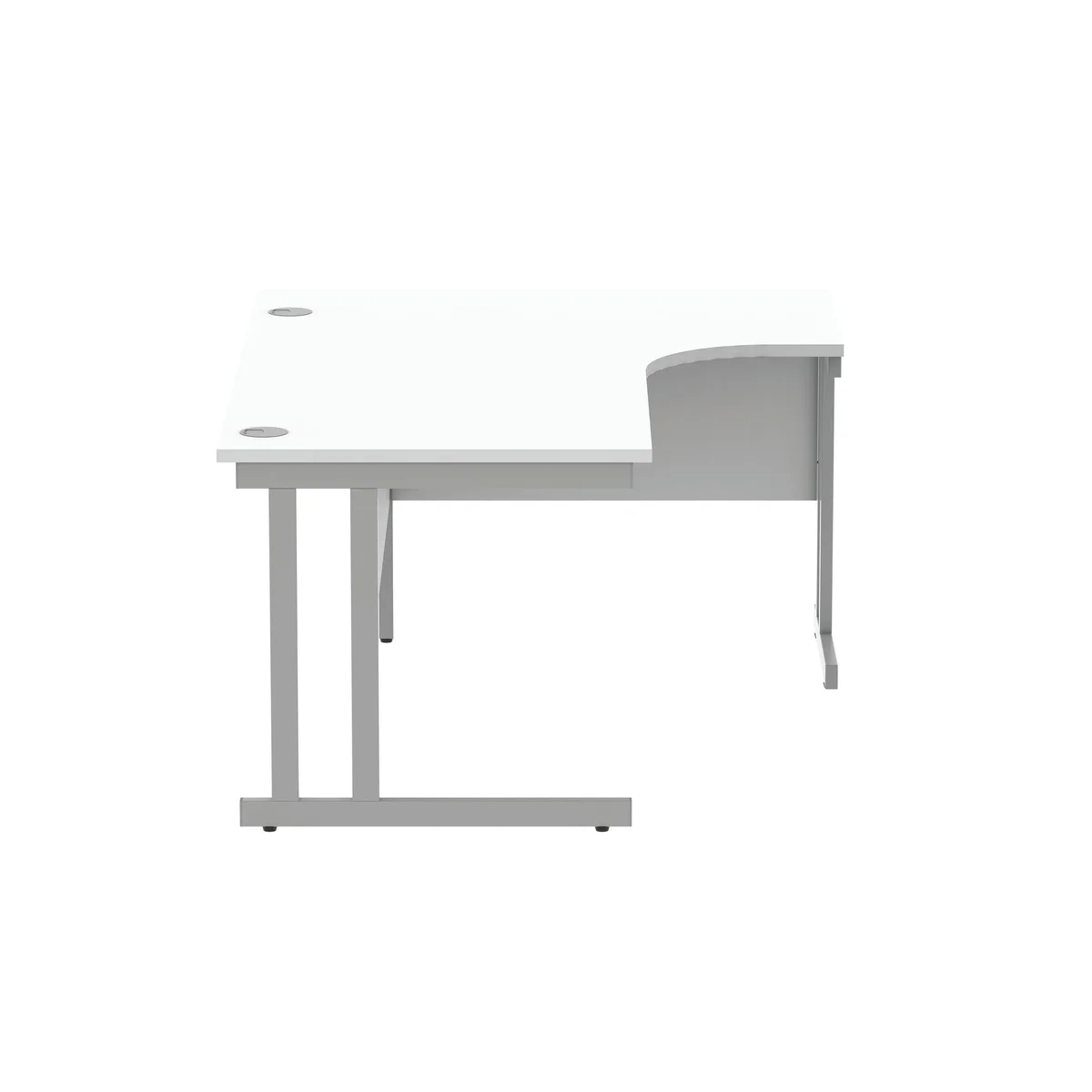 Polaris Right Hand Radial DU Cantilever Desk 1600x1200x730mm Arctic White/Silver KF882351 - Image 2