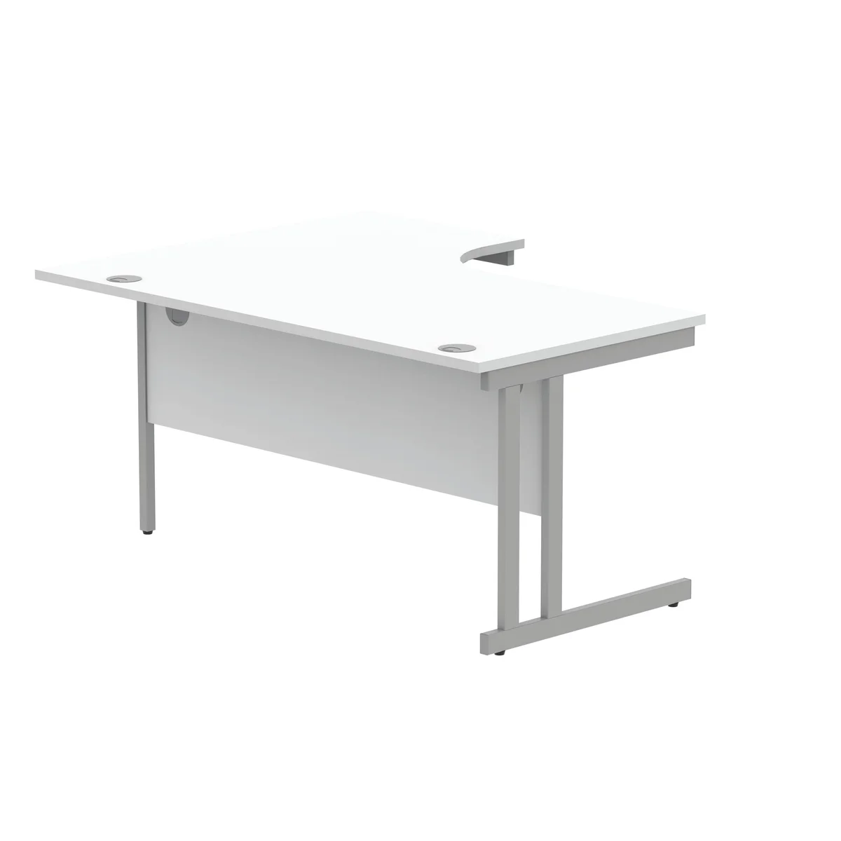 Polaris Right Hand Radial DU Cantilever Desk 1600x1200x730mm Arctic White/Silver KF882351 - Image 3