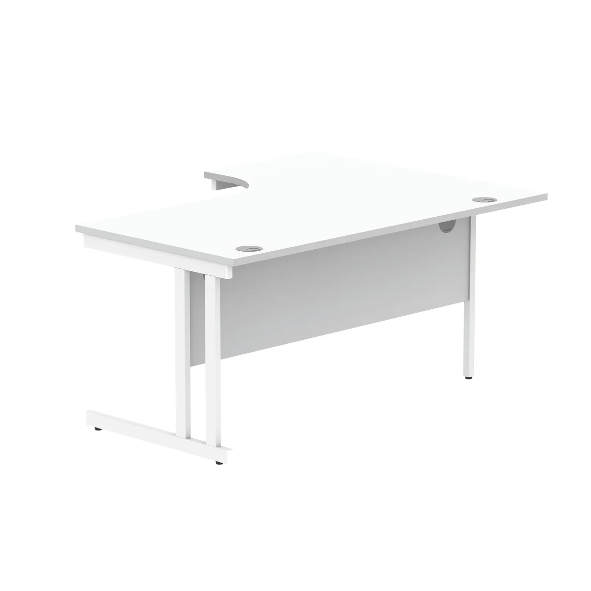 Polaris Left Hand Radial DU Cantilever Desk 1600x1200x730mm Arctic White/White KF882358 - Image 3