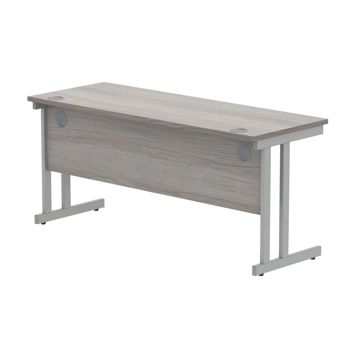 Polaris Rectangular Double Upright Cantilever Desk 1600x600x730mm Alaskan Grey Oak/Silver KF882362 - Image 3