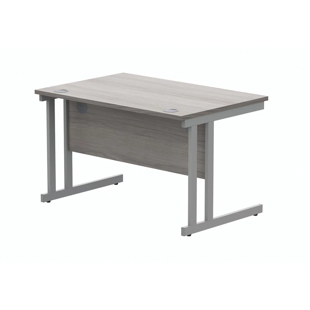 Polaris Rectangular Double Upright Cantilever Desk 1200x800x730mm Alaskan Grey Oak/Silver KF882363 - Image 3