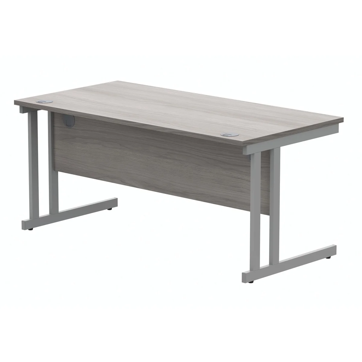 Polaris Rectangular Double Upright Cantilever Desk 1600x800x730mm Alaskan Grey Oak/Silver KF882365 - Image 3