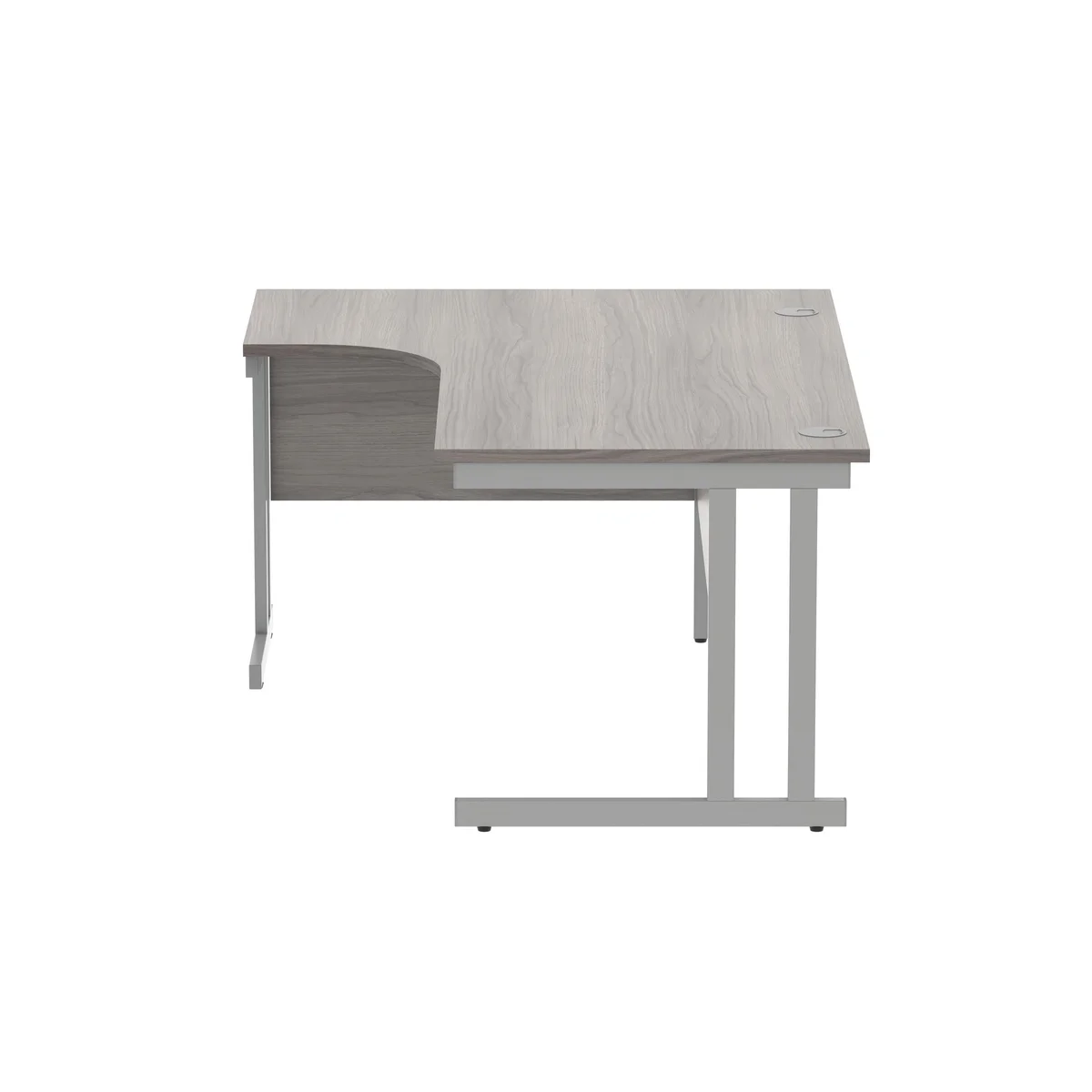 Polaris Left Hand Radial DU Cantilever Desk 1600x1200x730mm Alaskan Grey Oak/Silver KF882366 - Image 2