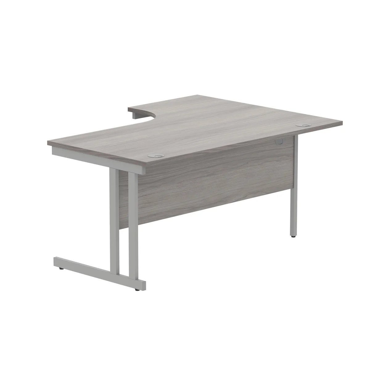 Polaris Left Hand Radial DU Cantilever Desk 1600x1200x730mm Alaskan Grey Oak/Silver KF882366 - Image 3