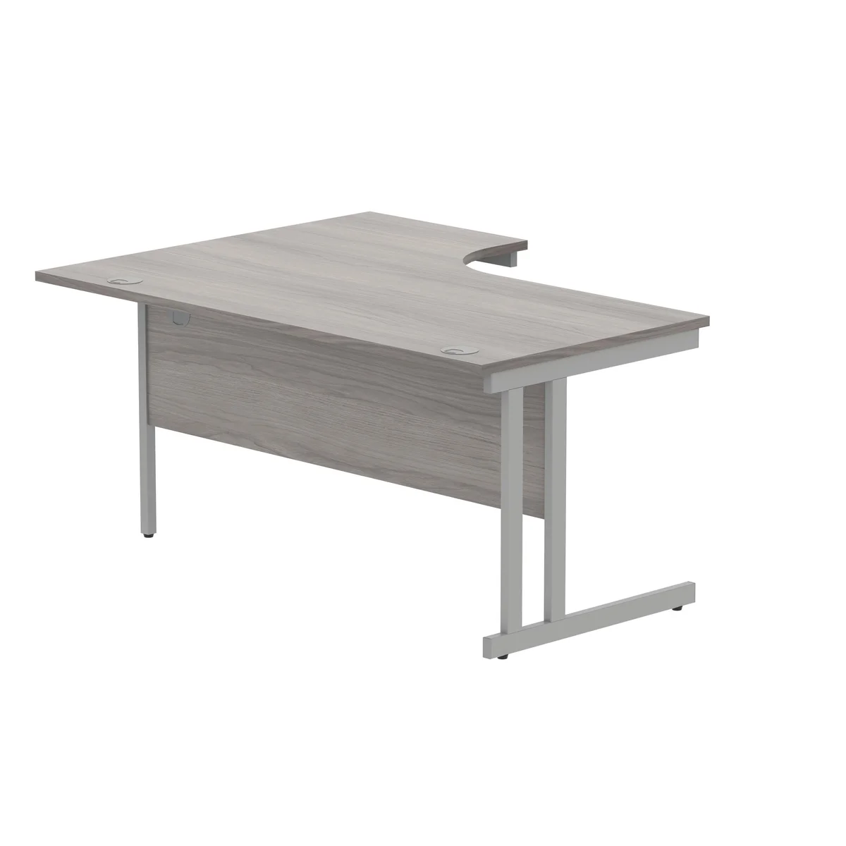 Polaris Right Hand Radial DU Cantilever Desk 1600x1200x730mm Alaskan Grey Oak/Silver KF882367 - Image 3