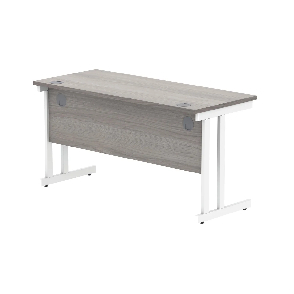 Polaris Rectangular Double Upright Cantilever Desk 1400x600x730mm Alaskan Grey Oak/White KF882369 - Image 3