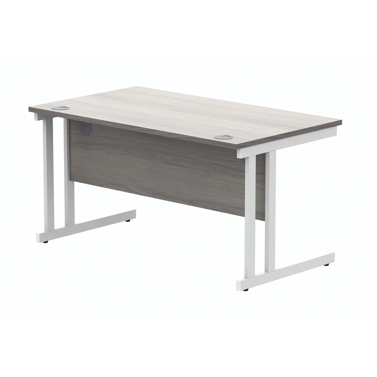 Polaris Rectangular Double Upright Cantilever Desk 1400x800x730mm Alaskan Grey Oak/White KF882370 - Image 3