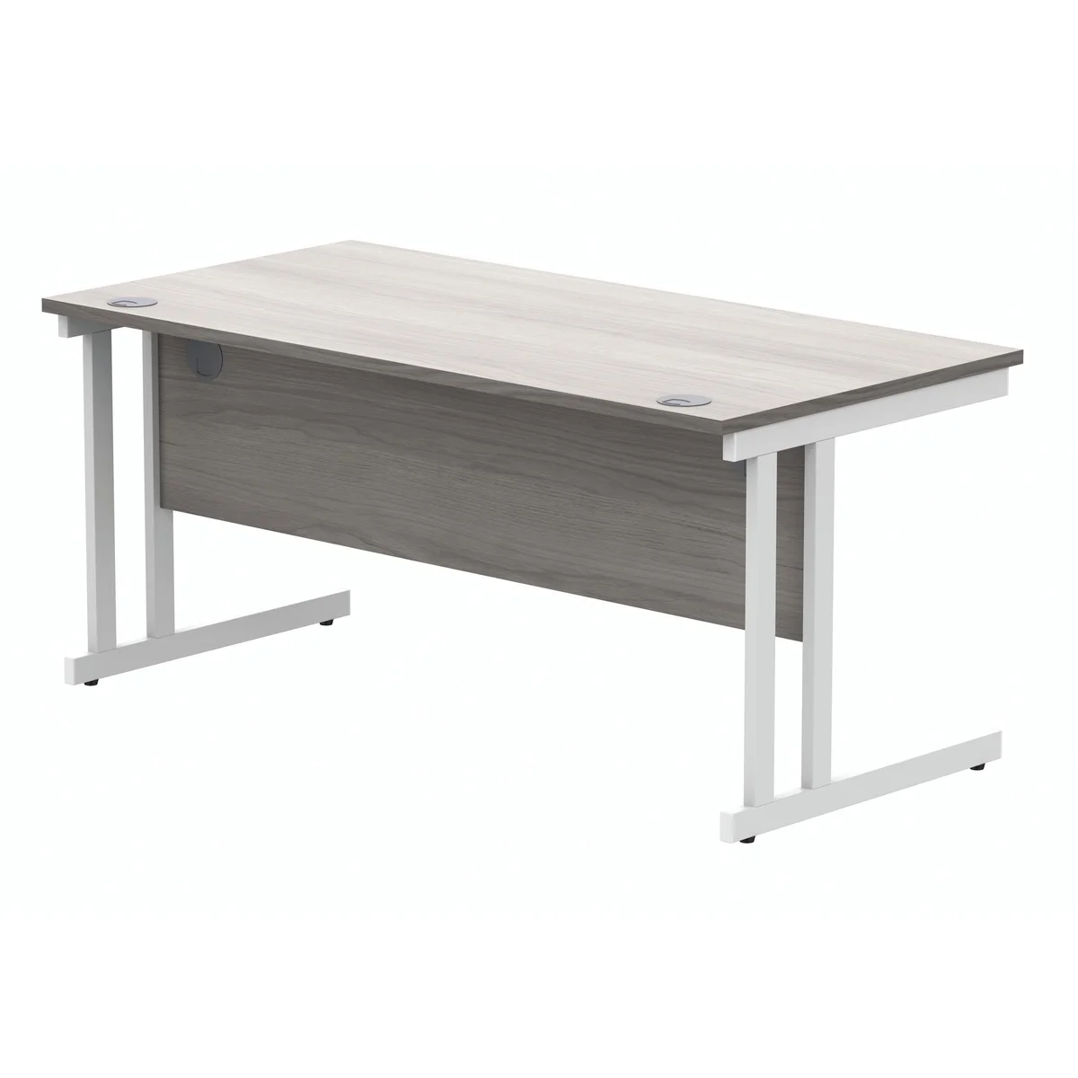 Polaris Rectangular Double Upright Cantilever Desk 1600x800x730mm Alaskan Grey Oak/White KF882371 - Image 3