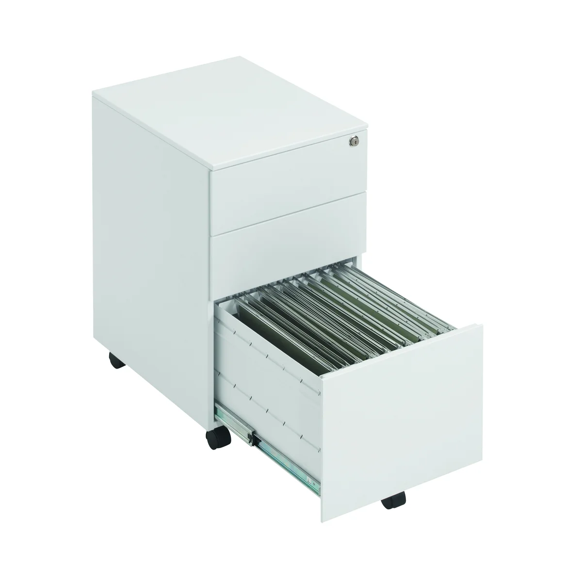 First 3 Drawer Under Desk Pedestal Steel 380x470x615mm White KF98514 - Image 4