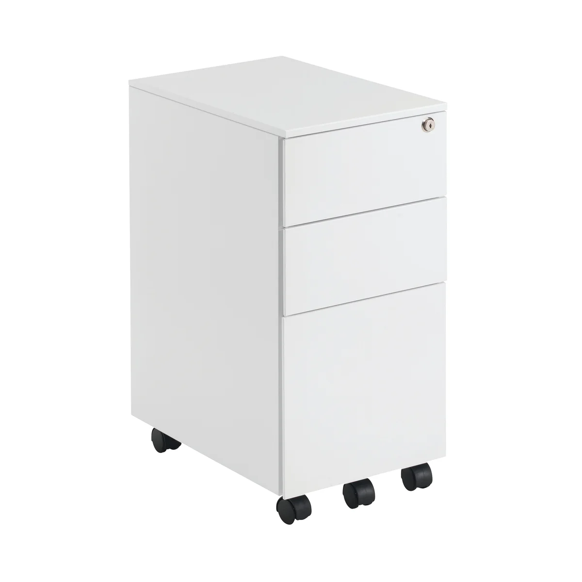 First 3 Drawer Under Desk Pedestal Slimline Steel 300x470x615mm White KF98516 - Image 2