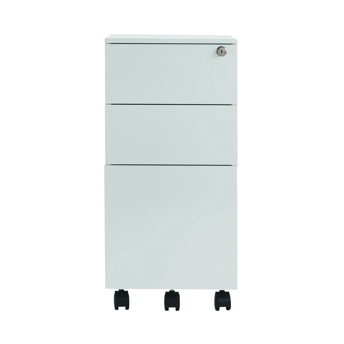 First 3 Drawer Under Desk Pedestal Slimline Steel 300x470x615mm White KF98516 - Image 4