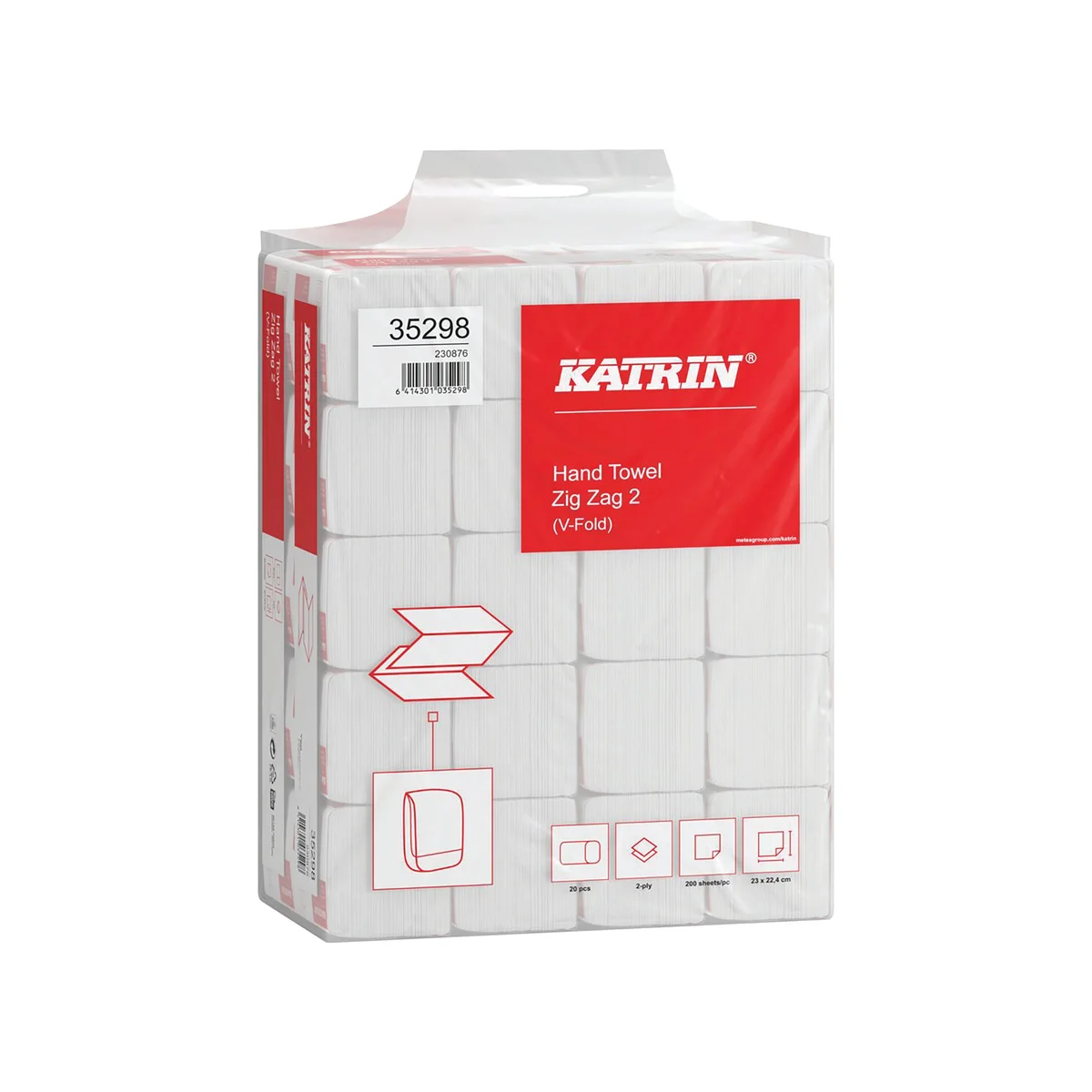 Katrin Classic Zig Zag 2-Ply White 200 Sheet (Pack of 20) 35298 - Image 2