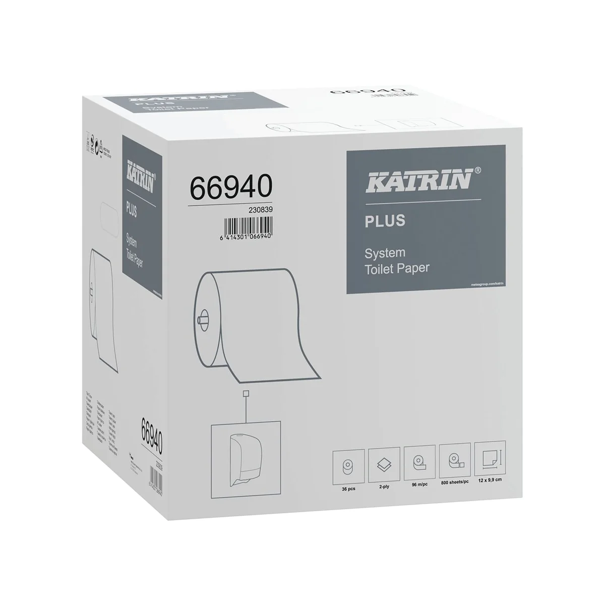 Katrin Plus System Toilet Paper 800 White (Pack of 36) 66940 - Image 2