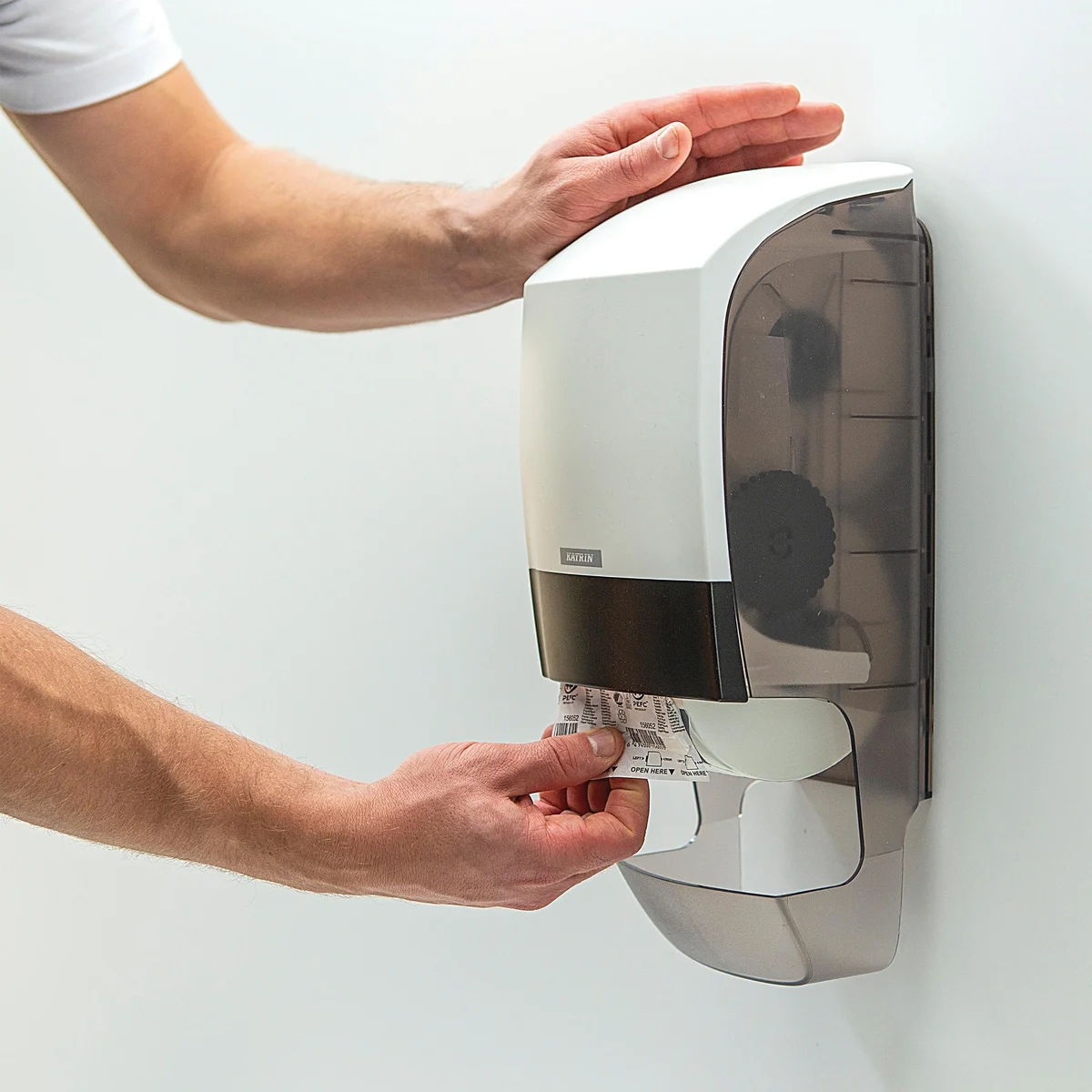 Katrin System Toilet Roll Dispenser with Core Catcher White 77465 - Image 3