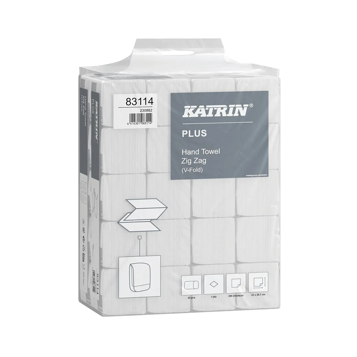 Katrin Plus Hand Towels V-Fold 1-Ply 300 Sheets (Pack of 6000) 83114 - Image 2