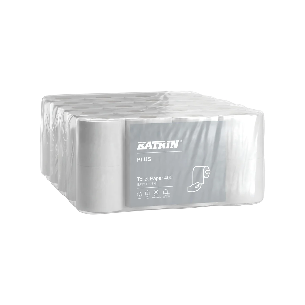Katrin Plus 2-Ply Toilet Paper Roll Easyflush White 400 Sheets (Pack of 40) 96039 - Image 2