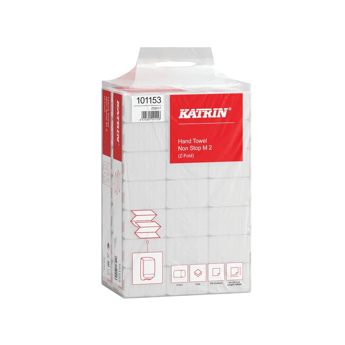 Katrin 2-Ply Z-Fold Paper Towels Handy Pack Non-Stop Medium 160 Sheets (Pack of 21) 101153 - Image 2