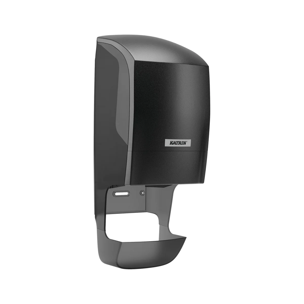 Katrin Plastic Dispenser w/Core Catcher For System Toilet Roll Black 77472 - Image 1