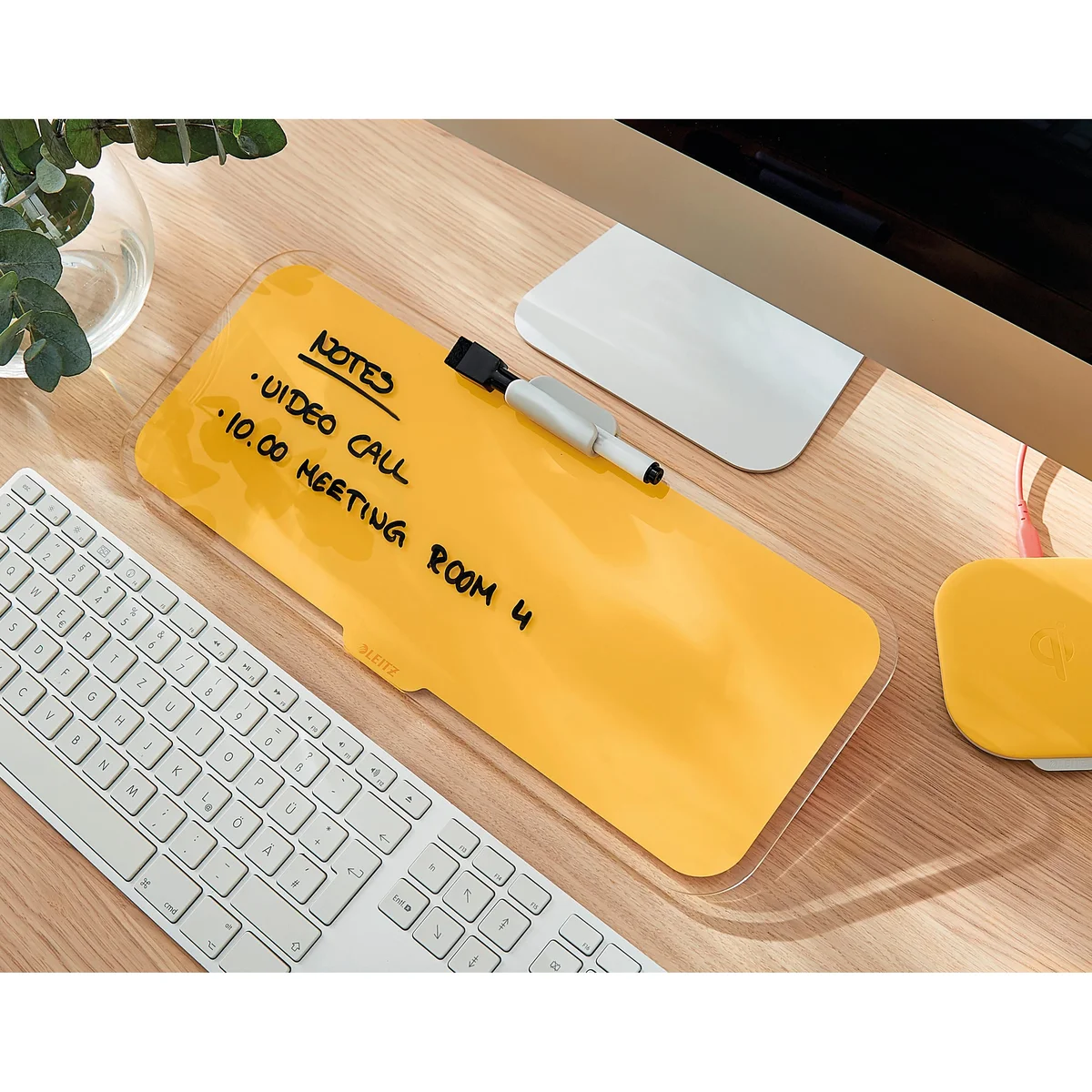 Leitz Cosy Glass Drywipe Desktop Whiteboard Pad Warm Yellow 52690019 - Image 2