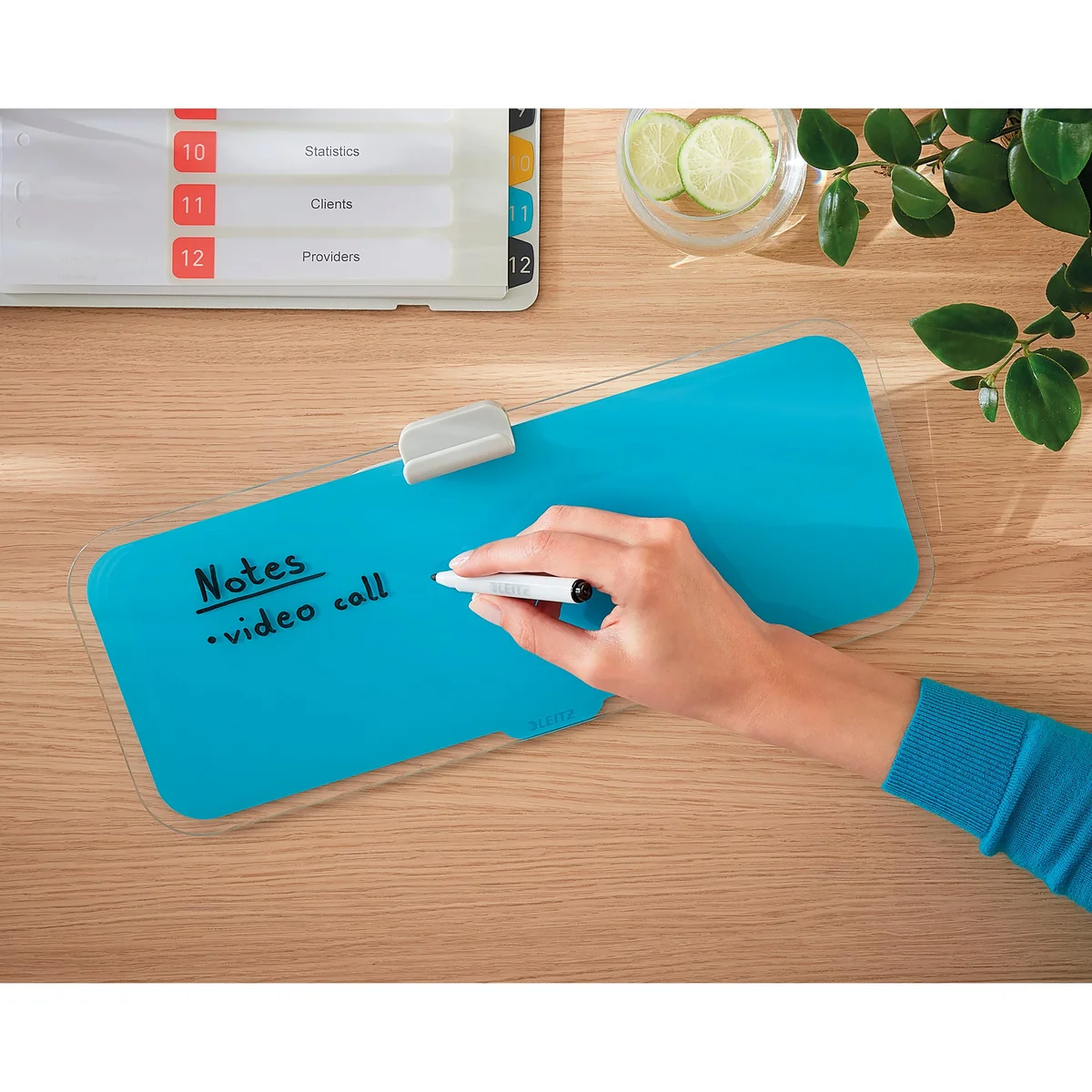 Leitz Cosy Glass Drywipe Desktop Whiteboard Pad Calm Blue 52690061 - Image 2