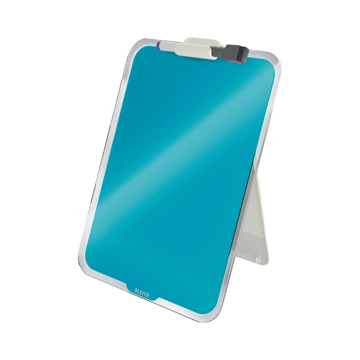 Leitz Cosy Glass Drywipe Desktop Easel Whiteboard Calm Blue 39470061 - Image 1