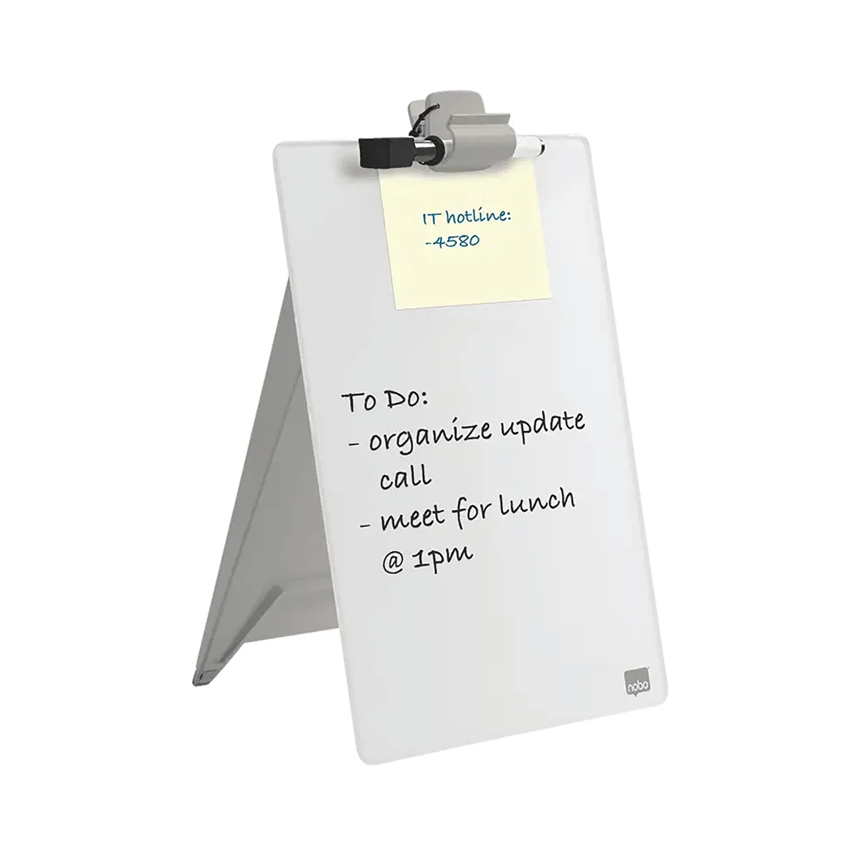 Nobo Desktop Dry Erase Glass Surface Whiteboard Easel Brilliant White 216x297mm 1905173 - Image 2