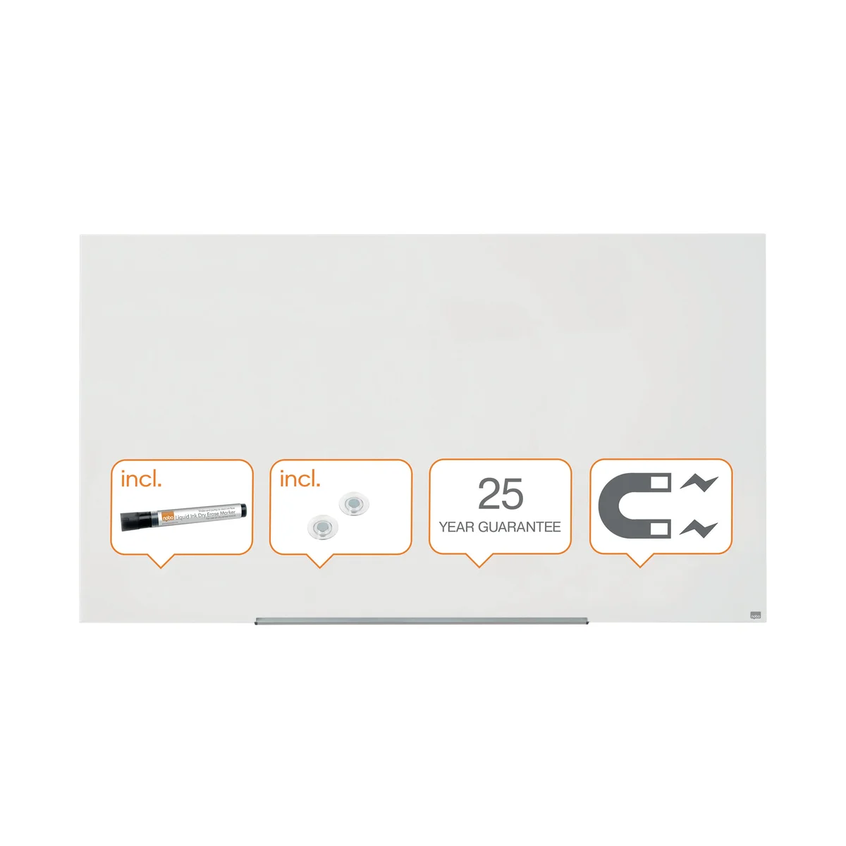 Nobo Impression Pro Glass Magnetic Whiteboard 1900 x 1000mm 1905178 - Image 1